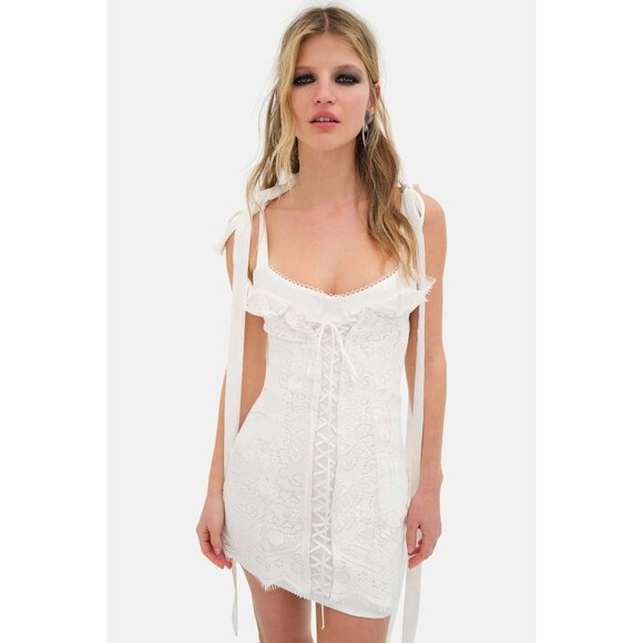 For Love & Lemons Zahra Mini Dress in White Medium New Womens Party - Picture 1 of 15